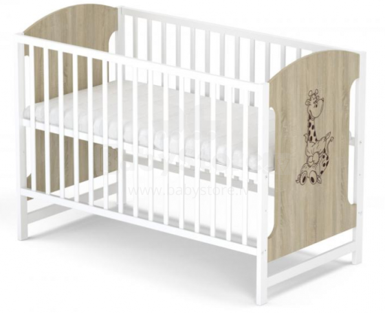 BoboBaby Miki Giraffe Art.24070 Light Oak 102  деткая кроватка для малышей  120х60см (без ящика)