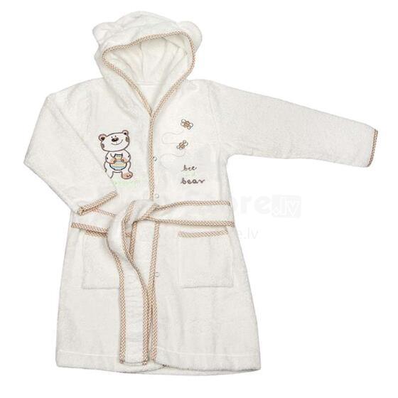 Eko Bathrobe Bear Art.SZL-02 Ecru Maigs un pūkains halāts ar kapuci