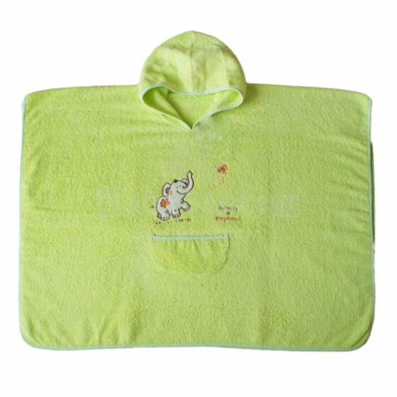 Eko Poncho Elephant  Art.PON-01 Green  Детское хлопковое полотенце-пончо с капюшоном