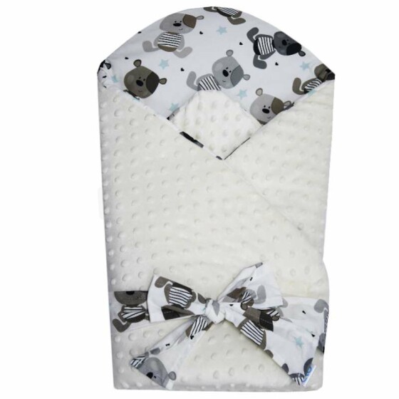 Eko Minky Blanket Art.RO-17 Bear kokvilnas multifunkcionāls konvertiņš sedziņa izrkastīšanai ar kokosa matraci (jaundzimušajām)  75x75 cm