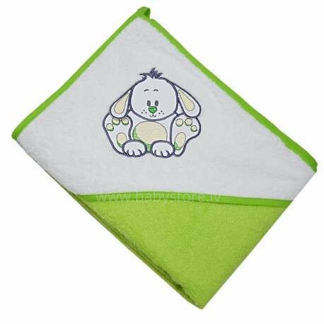 Eko Bunny Art.OK-08 Green Махровое полотенце с капюшоном 100 х100 см