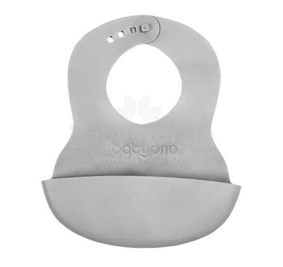 BabyOno Soft Art.835/01 Grey Слюнявчик силиконовый с кармашком