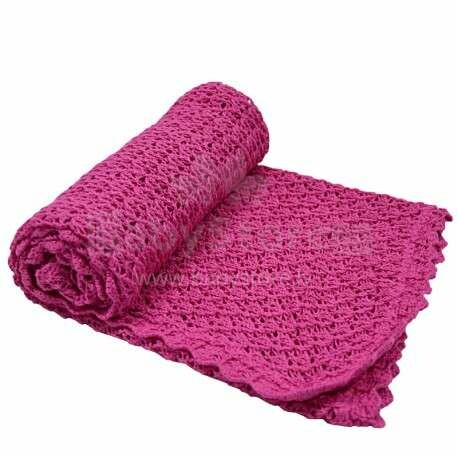 „Eko“ antklodė Art.PLE-06 tamsiai rožinė minkštos medvilnės antklodė (languota) 90x90cm