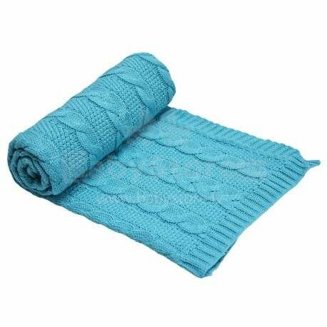 „Eko“ antklodė Art.PLE-22 Turquoise Minkšta medvilninė antklodė (pledas) 85x75cm