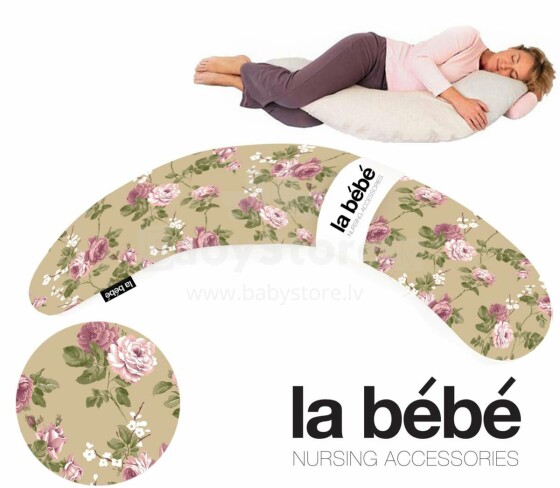 La Bebe™ Moon Maternity Pillow Art.106664 Roses Большая подушка для беременных с наполнителем из Memory Foam (особенно мягкий и тихий наполнитель