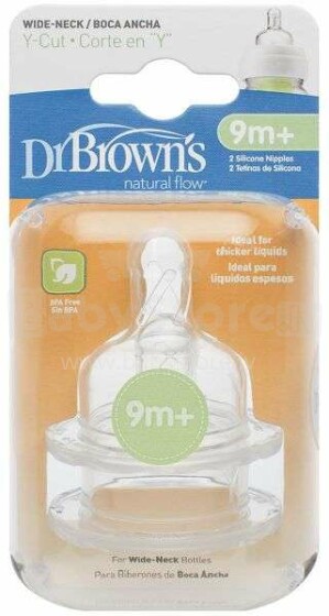 „Dr.Browns Y-Cut Art.362-INTL“ čiulptukai buteliams su plačiu kaklu, skirti tirštoms sultims ir tyrėms nuo 9+ (2 vnt.)