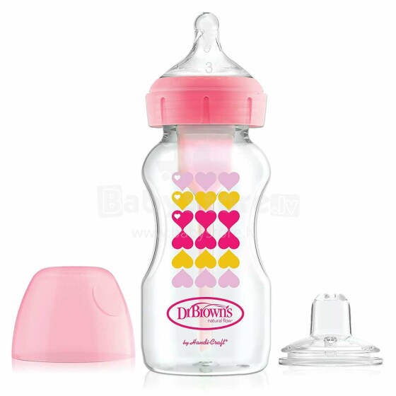 Dr.Browns Wide Neck Options Art.WB91604-P3 Anti-colic feeding bottle+silicone drinking nozzle 270ml