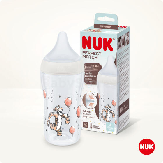 Nuk Perfect Match Art.SD106  bērnu pudelīte ar mīkstu silikona knupīti M izmēra, 260 ml,