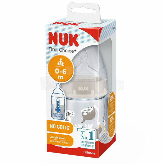 Nuk First Thermo Control Art.10743875 Пластмассовая бутылочка с силиконовой соской 1 размера с термо контролем (0-6 мес.) для молочных смесей 150 мл