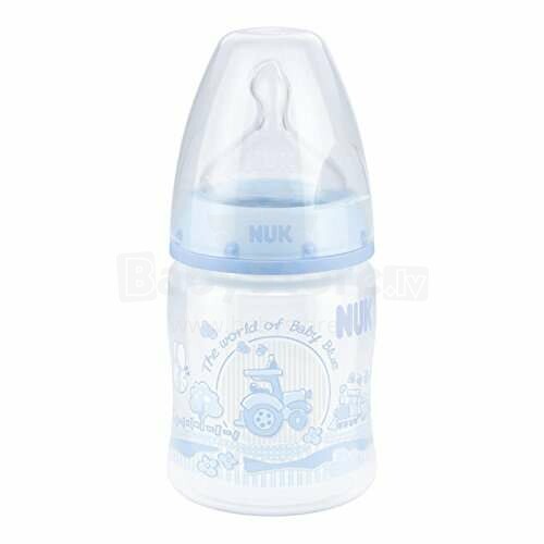 Nuk First Choice Blue Art.SD19 Plastmasas pudele ar 1.izmēra silikona knupīti (0-6 mēn.) piena maisījumam 150 ml