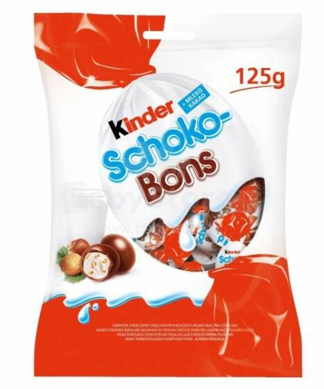 Kinder Schoko Bons 100350 saldainiai su pienišku šokoladu, 125g