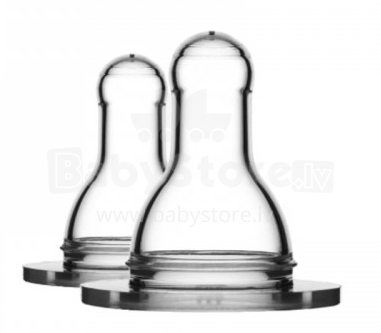 EcoViking Nipple Bottle Art.107357 Silikona knupīši pudelītēm   no 0-6 mēn. (2 gab.)