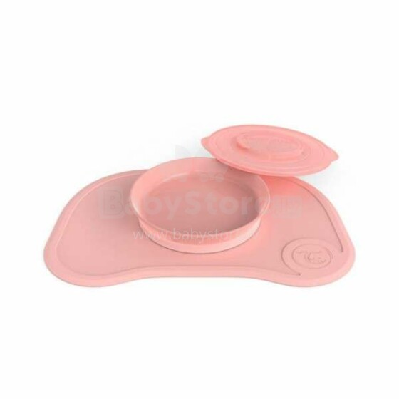 „Twistshake Click Mat Mini Plate“ prekės Nr. 78136 „Pastel Peach“ neslystantis kūdikių maitinimo kilimėlis su dubenėliu