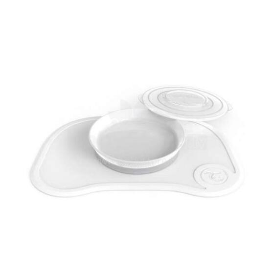 Twistshake  Click Mat Mini Plate Art.78137 White neslīdošais paklājiņš bērna barošanai ar bļodu