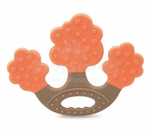 „Mombella Apple Tree Art“. P8049 Oranžinis silikoninis kramtomasis žaislas medinis