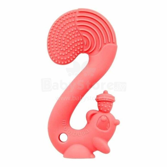 Žaislinė voverė „Mombella Voverė Teether“. P8059 Raudona silikoninė kramtomoji žaislinė voverė