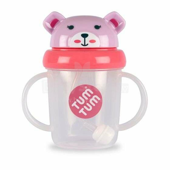 Tum Tum Baby Cup Art. TT5005 Rožinis butelis su šiaudais nuo 6 + mėn., 200 ml