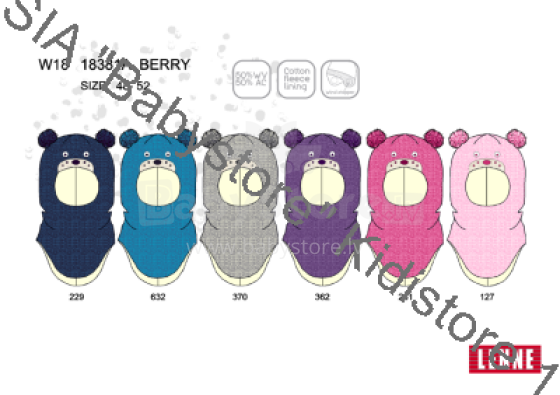 Lenne '19 Berry Art.18381A/229 Mazuļu adīta pusvilnas cepure apkakle