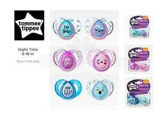 Tommee Tippee Art. 43336285 Night Time Ортодонтическая силиконовая соска 6-18м 2 шт.