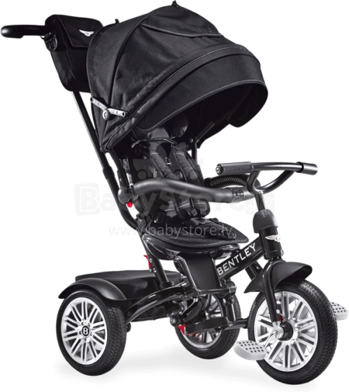 Bentley Trike Art.BN1O Onyx Black  Laste kolmrattaline interaktiivne jalgratas, millel on täispuhutavad rattad, käepide ja katus