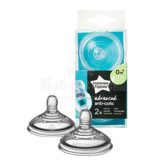 Tommee Tippee Anti Colic Art.42122651  Силиконовые соски для бутылочек с переменным потоком, 2 шт.