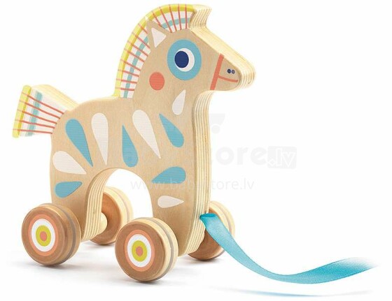 Djeco Horse Art.DJ06115 Развивающая деревянная игрушка -каталка Лошадка