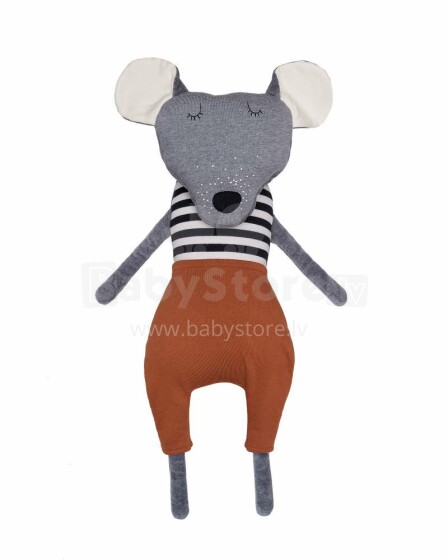 Wooly Organic Art.T-81-M-05  Mouse With stripped Shirt And brown Pants