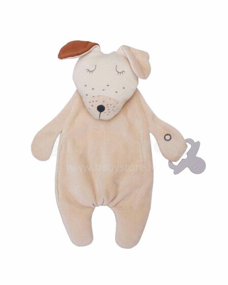 „Wooly Organic Dog Art. T-84-D-06 Premium“ - minkštos ekologiškos medvilnės žaislų miegmaišis su čiulptuko laikikliu šuniui (100% natūralus)