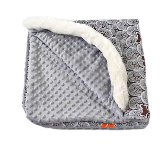 La bebe™ Minky Art.109398  Мягкое двухсторонее одеяло-пледик из микрофибры c капюшоном