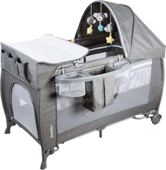 Lionelo Simon  STONE Art.109444 Grey  Манеж-кровать для путешествий, 2 уровня