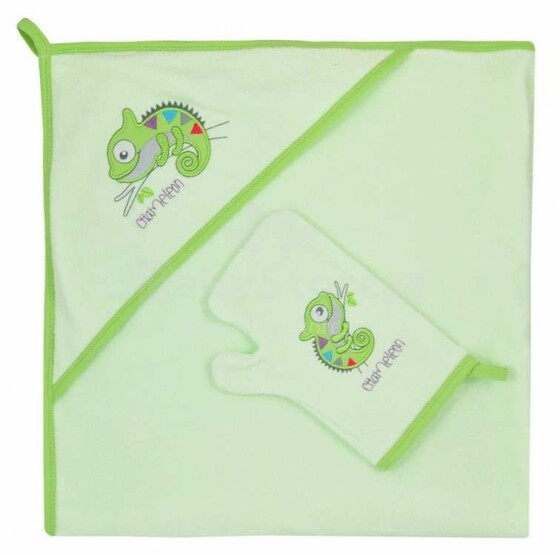Koala Kameleon Art.3759 Green  Детское полотенце с капюшоном (90x90 cm)