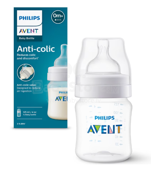 Philips AVENT Anti-Colic AirFree SCY 100/01 Pretkoliku barošanas pudelīte jaundzīmušā knupītis 0+ 125ml