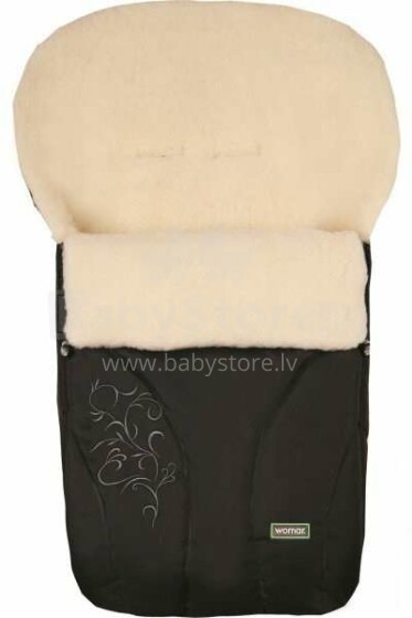 Womar Snowflake Col.Black  Спальный мешок на натуральной овчинке для коляски