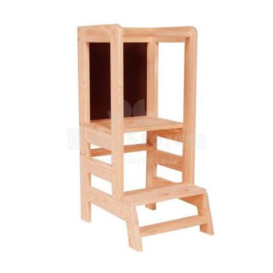 MeowBaby® Kitchen Helper Art.110422 Natural Детская деревянная ступенька с доской для рисования