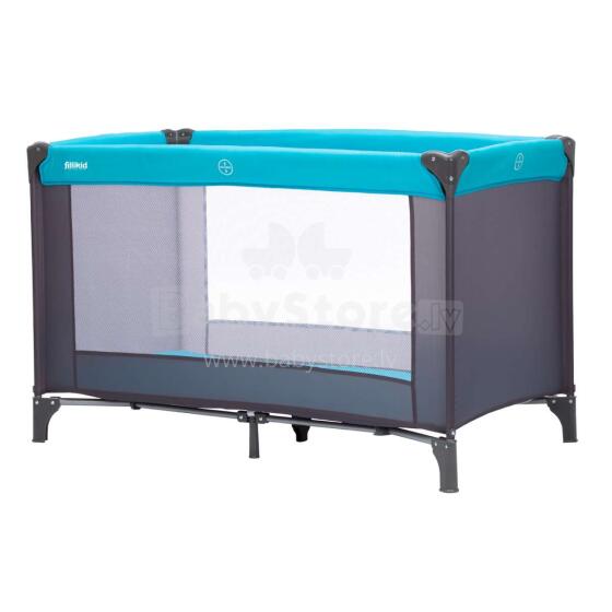 Fillikid Art.4055-07 Travel cot Basic Grey/Turquoise  Ceļojumu gulta ar matraci bērniem