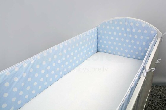 Ankras Kropki Blue Art.GRO000037 Bērnu gultiņas aizsargapmale ar kantīti 360cm