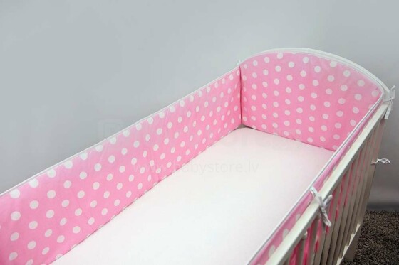 Ankras Kropki Pink Art.GRO000117 Bērnu gultiņas aizsargapmale ar kantīti 360cm