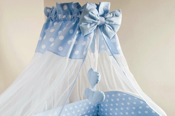 Ankras Kropki  Art.GRO000029 Blue  Baldahīns bērnu gultiņai ar moskītu tīklu 400x170 cm
