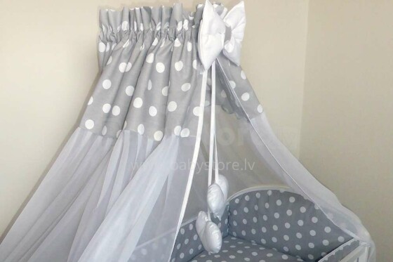 Ankras Kropki  Art.GRO000099 Grey  Baldahīns bērnu gultiņai ar moskītu tīklu 400x170 cm