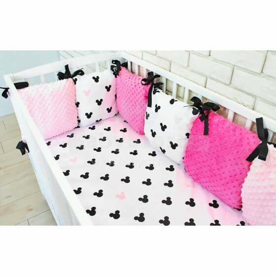 La bebe™ 8 Set Minky Art.110986 Micky Pink Комплект постельного белья из 8 частей