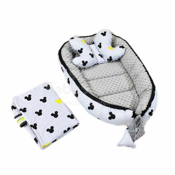 La bebe™ Minky+Cotton Babynest Set  Art.110990 Micky Baby cocoon+blanket+pillow