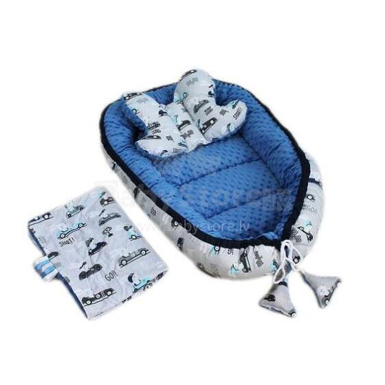 La bebe™ Minky+Cotton Babynest Set Art.110992 Cars Komplekts ligzdiņa - kokons,spilvens,plediņš