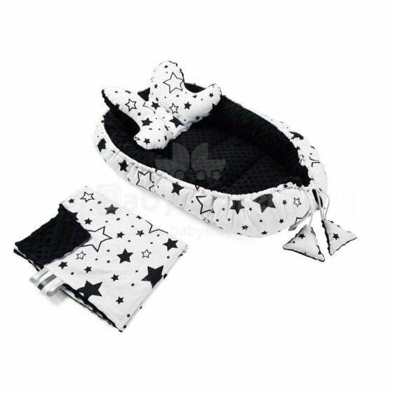 La bebe™ Minky+Cotton Babynest Set Art.106438 Stars Комплект гнездышко – кокон,одеялко,подушка