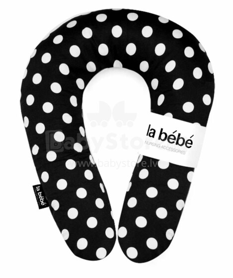 La Bebe™ Nursing Maternity Pillow Snug Art.111346 Black Dots Подковка для сна, кормления малыша 20x70cm