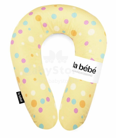La Bebe™ Snug Nursing Maternity Pillow  Art.111347 Yellow Dots Подковка для сна, кормления малыша 20x70cm