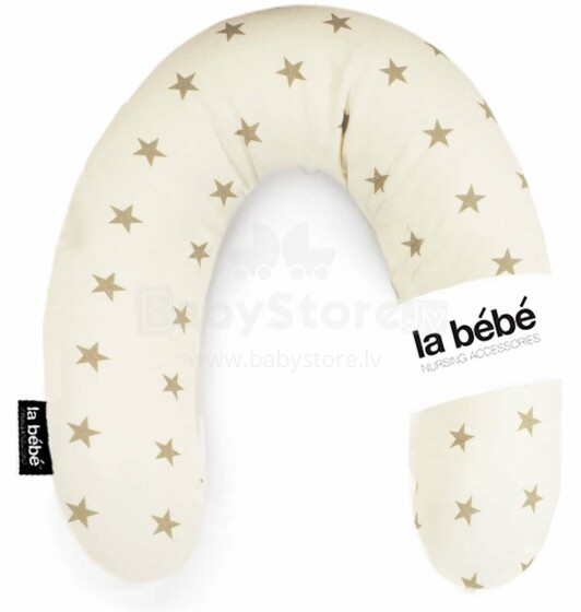 La Bebe™ Rich Maternity Pillow Art.111355 White&Beige Star Pakaviņš (pakavs) mazuļa barošana, gulēšanai, pakaviņš grūtniecēm 30x104 cm