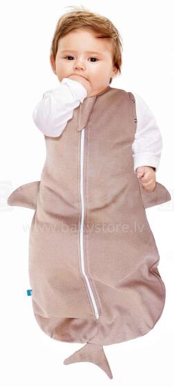 Wallaboo Sleepbag Art.SSA.0118.5814 Shark Taupe Kokvilnas ietīšanas autiņš no 3 līdz 6 mēnešiem.