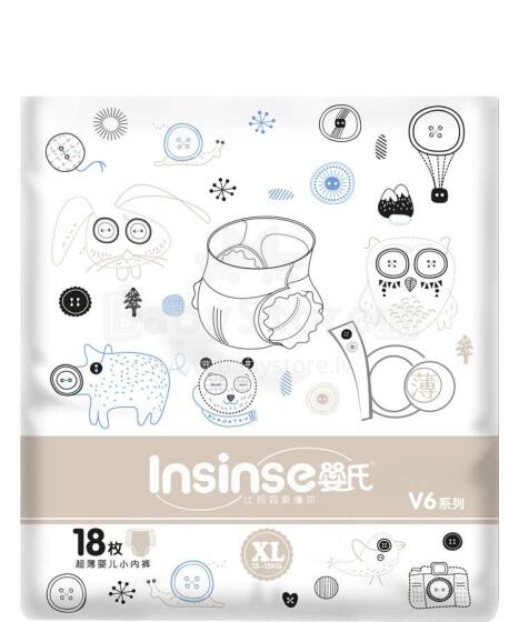 Insinse Pull-Up Nappies V6 Art.111372  Детские супертонкие подгузники-трусики XL размер от 13-15 кг,18 шт.