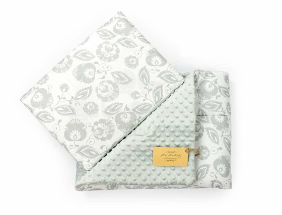 Flooforbaby Set for Stroller Art.112243 Grey Flower Комплект белья  - мягкое двухсторонее одеяло-пледик из микрофибры + подушка