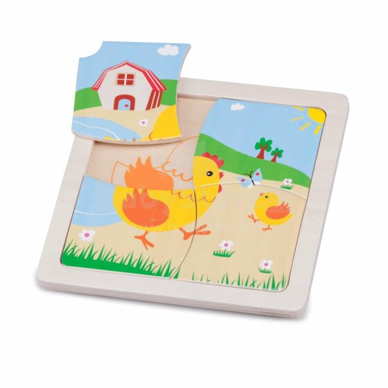 New Classic Toys Mini Puzzle Chicken Art.10529 Детский деревянный пазл